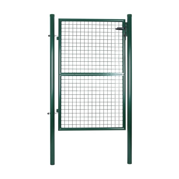 Gardenpoort, gegalvaniseerd staal, stevig en duurzaam, afsluitbaar, 87 x 150 cm (zijkolommen niet inbegrepen), 5 x 20 cm mesh rooster, groen,