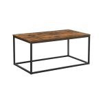 Salontafel, cocktailtafel voor woonkamer, theetafel met stalen frame, gemakkelijk te monteren, 100 x 55 x 45 cm, industrieel, rustiek bruin en zwart