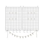 Draadgaas fotowandset van 2 wanddecoratie multifunctionele rooster muurrooster diy met s haken clips hennep koord zwart