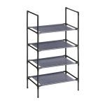Schoenenrek, 4 niveaus, schoenenrek, schoenenhouder, smalle 28 x 45 x 80 cm, metalen frame, niet-geweven stofplanken voor gang, slaapkamer, grijs