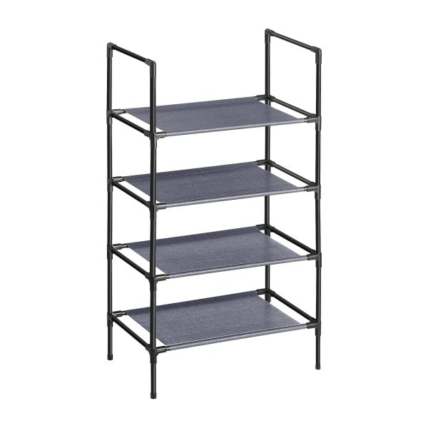 Schoenenrek, 4 niveaus, schoenenrek, schoenenhouder, smalle 28 x 45 x 80 cm, metalen frame, niet-geweven stofplanken voor gang, slaapkamer, grijs
