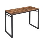 Alinru 39-inch computerbureau met 8 haken, voor studie, thuiskantoor, gemakkelijke montage, stalen frame, 39,4 ", rustiek bruin