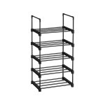 5-laags schoenenrek metalen schoenenrek stapelbare ruimte reddende schoenenrek multifunctionele staande plank voor gang slaapkamer woonkamer zwart