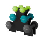 Hex Dumbbells ingesteld met standaard - 2 x 1 kg, 2 x 2 kg, 2 x 3 kg, neopreen matte afwerking, handgewichten voor woningoefening