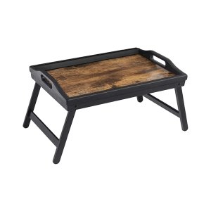 Bed Tray Breakfast Tray Laptop Stand met bamboe vouwpoten voor bedbank snacks met mobiele telefoonhouder tablet 42 x 30 x 22 cm Vintage Brown