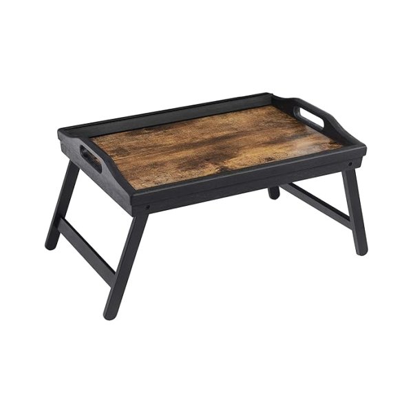 Bed Tray Breakfast Tray Laptop Stand met bamboe vouwpoten voor bedbank snacks met mobiele telefoonhouder tablet 42 x 30 x 22 cm Vintage Brown