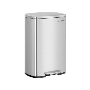 Afvalbak 50 liter stalen pedaal prullenbak plastic binnen bak met scharnierende deksel zachte close luchtdicht voor keuken zilver ltb050e01