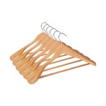 Packhanger, set van 6, vaste houten kleerhanger, niet-slip voor shirts, jassen, jassen, broeken, pakken, 360 ° zwenkhaak, natuurlijke kleur crsh06nl