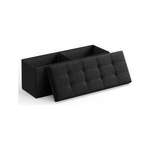 43 inch vouwopslag Ottomaanse bank, opbergkist, voet ruststoel, slaapkamerbank met opslag, zwarte