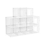 Schoenendozen voor hoge hakken, set van 10, schoenmaker, gemaakt van plastic voor hoge hakken, boten, pompen, hoge tops, stapelbare, transparante voordeur, transparante