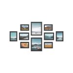 Fotoframe -set van 10 fotolijsten - 2 stuks 20 x 25 cm, 4 stuks 13 x 18 cm en 4 stuks 10 x 15 cm, gemaakt van vezelbord, zwarte RPF310H