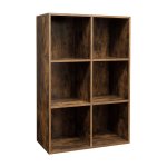 Boekenkast met 6 kubussen opslagruimte display rack voor snuisterijen souvenirs potplanten studeren kantoor woonkamer 65,5 x 30 x 97,5 cm rustiek bruin