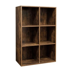 Boekenkast met 6 kubussen opslagruimte display rack voor snuisterijen souvenirs potplanten studeren kantoor woonkamer 65,5 x 30 x 97,5 cm rustiek bruin