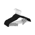 Trouser Hangers, set van 10 fluwelen hangers met verstelbare clips, 42,5 cm lang, niet-slip, ruimtebesparende, voor rokken, jassen, jurken, zwarte