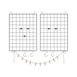 Set van 2 ijzeren rooster Fotomuur Zwart Scandinavian DIY Decoratie, Memo Notes ansichtkaart Hangende fotorecorder, met hamer, S-Hanger, Small Clips Clips, Hemp Rope, LPP01H