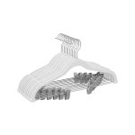 Broekhangers, fluweel, met brug en clips, pak hanger, dun, antislip, ruimtebesparend, 360 ° draaibare haak, voor kostuums, overhemden, jassen, mantels, 42,5 cm, wit