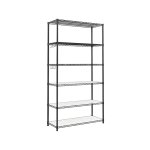 Keukenrek met 6 niveaus, metalen plank, staande plank, verstelbare roosterplank, met PP -plastic panelen, 8 s haken voor keuken, woonkamer, tot 240 kg, ruimtebesparing, zwarte