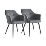 Eetstoelen set van 2 keukenstoelen gestoffeerde stoelen metalen benen Hoge rug fluweel deksel voor woonkamer slaapkamer eetkamer grijs