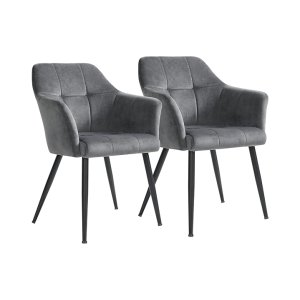 Eetstoelen set van 2 keukenstoelen gestoffeerde stoelen metalen benen Hoge rug fluweel deksel voor woonkamer slaapkamer eetkamer grijs
