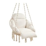 Hangstoel, schommelstoel met kussen, heeft maximaal 264 lb, cloud witte