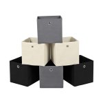 Opbergdoos, set van 6 -opvouwbare stoffen doos, vouwkast gemaakt van fleece stoffen kubus opslagmand Organisator voor speelgoedkleding, 2 grijs, 2 zwart, 2 beige