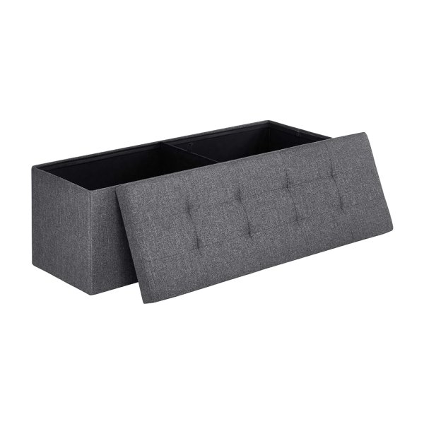 43 inch vouwopslag Ottomaanse bank, opbergkist, voetbestoel, slaapkamerbank met opslag, bevat maximaal 660 lb, donkergrijze