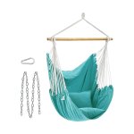 Hangstoel hangende swing hanging stoel met 2 kussens metalen kettingbelasting 150 kg voor binnen- en buiten woonkamer slaapkamer turquoise