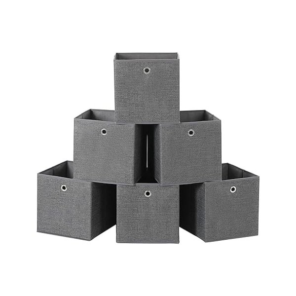 Opslagblokjes, set van 6, niet-geweven stof opvouwbare opbergdozen en speelgoedkleding Organisator Bakken, Gray
