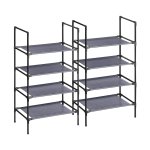 4-laags schoenenrek, set van 2 schoenopslagorganisator met metalen frame, niet-geweven stoffenlaag, voor gang, slaapkamer, woonkamer, 45 x 28 x 80 cm, grijs