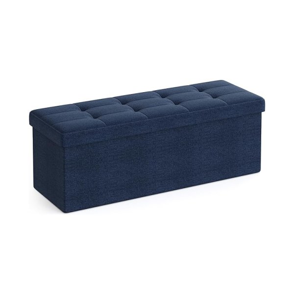 Bankje – Relaxdays – Opvouwbaar – Opbergdoos - Marineblauw