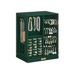 Sieradendoos 360 ° roteerbaar, sieradendoos 5 laden, zijglazen ramen, ruime, verticale sieradenopslag, open ontwerp, cadeau -idee, bosgroen