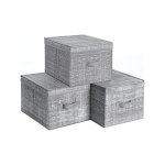 opbergdozen met deksel, vouwstofboxen met etikethouder, stoffen doos, dobbelstenen, 30 x 40 x 25 cm, grijs gevlekt