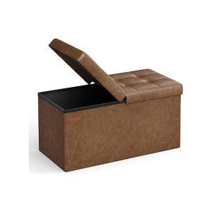 Vouwopslag Ottoman, opbergbank, voetenbank, 15 x 30 x 15 inch, 660 lb laadcapaciteit, voor ingang, woonkamer, slaapkamer, thuiskantoor, koffiebruin