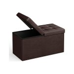 30 inch vouwopslag Ottomaanse bank met flipping deksel, opbergkastvoetenbank, faux leer, bruin