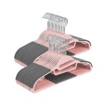 Kledinghanger, pakket van 50, plastic kledinghanger, goede laadcapaciteit, S-vormige opening, niet-slip, dikte 0,5 cm, ruimtebesparing, 360 ° roteerbare haak, 41,5 cm lang, roze-donker grijs