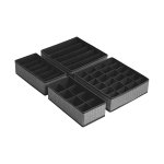Ondergoed opbergdozen van 4 lades organizer opvouwbare vouwboxen stofdozen voor sokken en banden fleece -stof in linnen uiterlijk Ruimte Saving Black