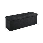 Opvouwbare opbergdoos, max.Statisch laadcapaciteit van 300 kg, met scheidingssectie, 120 L, 110 x 38 x 38 cm, Simil Linen, Black LSF077B01