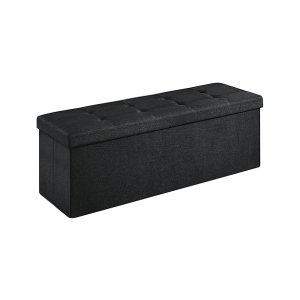 Opvouwbare opbergdoos, max.Statisch laadcapaciteit van 300 kg, met scheidingssectie, 120 L, 110 x 38 x 38 cm, Simil Linen, Black LSF077B01