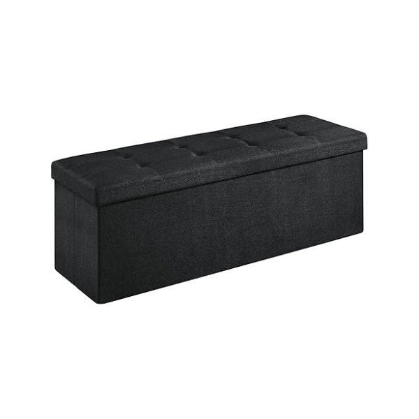 Opvouwbare opbergdoos, max.Statisch laadcapaciteit van 300 kg, met scheidingssectie, 120 L, 110 x 38 x 38 cm, Simil Linen, Black LSF077B01