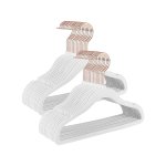 Babyhangers, pak van 50 fluweelhangers voor kinderen met roségouden haken, niet-slip kinderhangers voor kleding in kast, baby of kinderjassen, witte