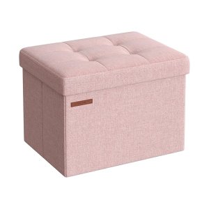 41 cm bankje met opslagruimte, vouwstoel, opbergdoos, voetenbank, pastelroze