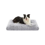 Groot hondenbed, donzige anti-angsthondenkratmatrat, kalmerende huisdierbedden, wasbaar hondenkussenkussen, pluche hondenmat met antislip bodem, 110 x 73 cm, lichtgrijs