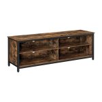 TV Stand, 4 Cubby TV Cabinet voor maximaal 65-inch tv's, tv-tafelunit met verstelbare planken en kabelbeheer, industrieel, rustiek bruin en zwarte
