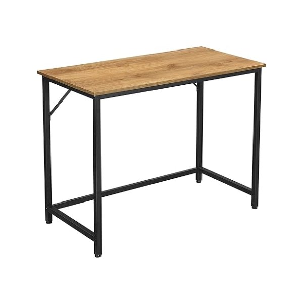 39-inch computer Writing Desk, Home Office Small Study Workstation, industriële stijl PC-laptoptabel, stalen frame, 39.4, honingbruin + zwart