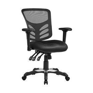 BUSCHAKS VOORZICHTIG, ergonomische draaikolk, mesh bureaustoel, in hoogte verstelbare rugleuning, 3 aanpassingsgrepen, lumbale ondersteuning en verstelbare PU -plastic armleuning