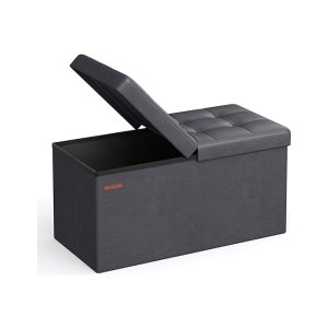 Vouwopslag Ottoman, opbergbank, voetenbank, 15 x 30 x 15 inch, 660 lb laadcapaciteit, voor ingang, woonkamer, slaapkamer, thuiskantoor, donkergrijze
