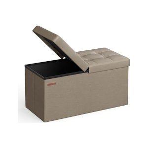 Vouwopslag Ottoman, opbergbank, voetenbank, 15 x 30 x 15 inch, 660 lb laadcapaciteit, voor ingang, woonkamer, slaapkamer, thuiskantoor, licht taupe