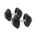 Set van 2 gietijzeren halters, 2 x 20 kg gewichtsplaten, verstelbaar voor mannen Women Workout, stalen grip, fitnesstraining, gewichtheffen, thuisgymnastiek, zwarte SYL40T