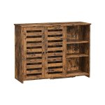 Sideboard, keukenkast met 2 lamellendeuren, verstelbare plank, 3 open vakken, voor eetkamer, 100 x 35 x 75 cm, vintabruin