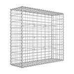 Gabion -mand, metalen gabionkooi met 5 x 10 cm gaas voor stenen, gegalvaniseerd, tuindecorwandwand, 100 x 90 x 30 cm, zilveren